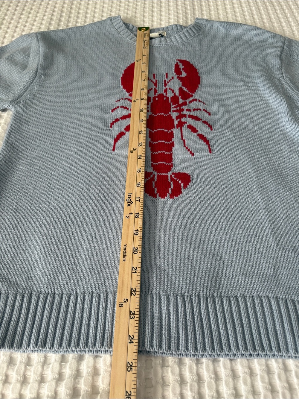 Mighty Fine Light Blue Preppy Beach Crewneck Sweater w/Red Lobster Motif SZ L - Picture 6 of 6
